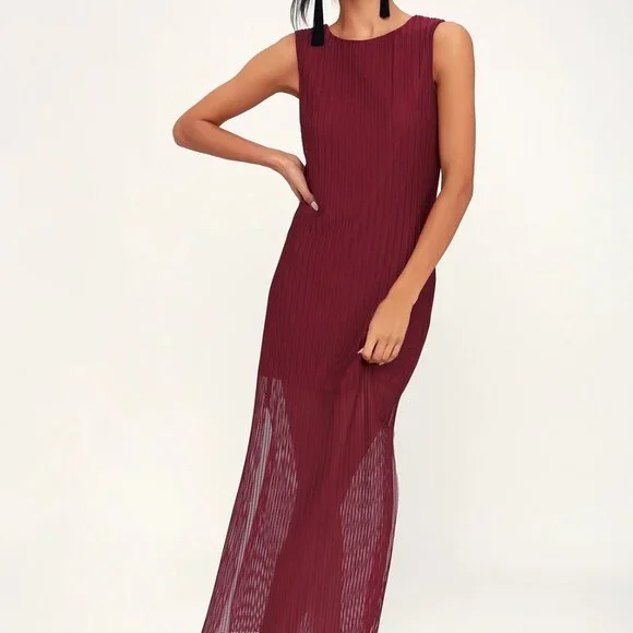 burgundy mesh midi dress Women's Dresses Oliana Lace Midi Dress Burgundy XL by Selfie Leslie Clearance main image 1